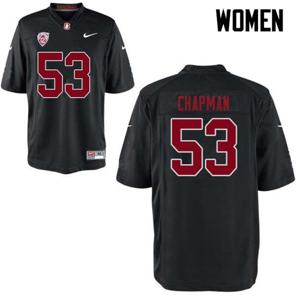 Women #53 Jack Chapman Stanford Cardinal College Football Jerseys Sale-Black - Click Image to Close